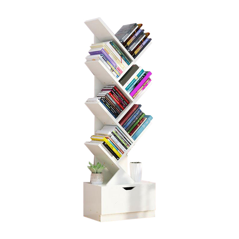 Modern Engineer Wood Bookshelf 7.87" Wide Office Shelf Bookcase 13.5"L x 7.9"W x 48.1"H Ivory Clearhalo 'Bookcases' 'furn' 'furn_bookcases' 'Furniture' 'Office Furniture' 5511659