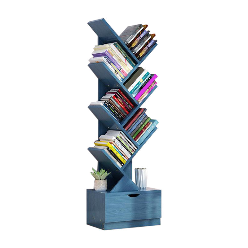 Modern Engineer Wood Bookshelf 7.87" Wide Office Shelf Bookcase 13.5"L x 7.9"W x 48.1"H Blue Clearhalo 'Bookcases' 'furn' 'furn_bookcases' 'Furniture' 'Office Furniture' 5511664
