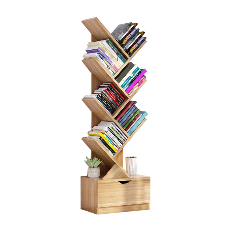 Modern Engineer Wood Bookshelf 7.87" Wide Office Shelf Bookcase 13.5"L x 7.9"W x 48.1"H Natural Clearhalo 'Bookcases' 'furn' 'furn_bookcases' 'Furniture' 'Office Furniture' 5511666