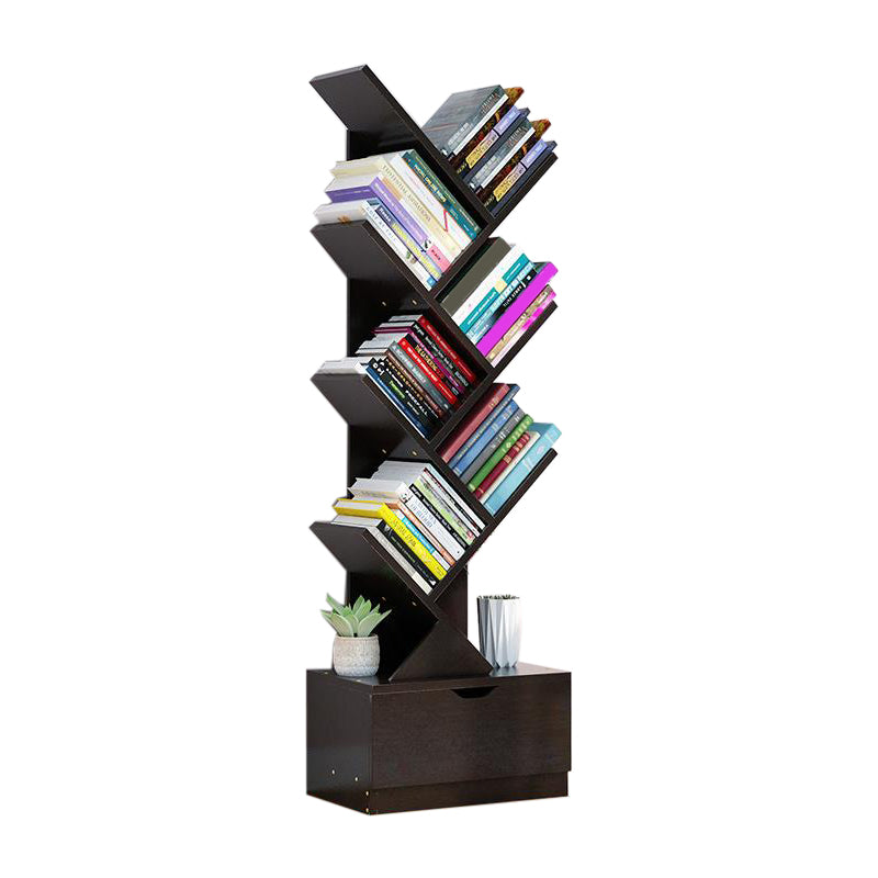 Modern Engineer Wood Bookshelf 7.87" Wide Office Shelf Bookcase 13.5"L x 7.9"W x 48.1"H Dark Walnut Clearhalo 'Bookcases' 'furn' 'furn_bookcases' 'Furniture' 'Office Furniture' 5511669