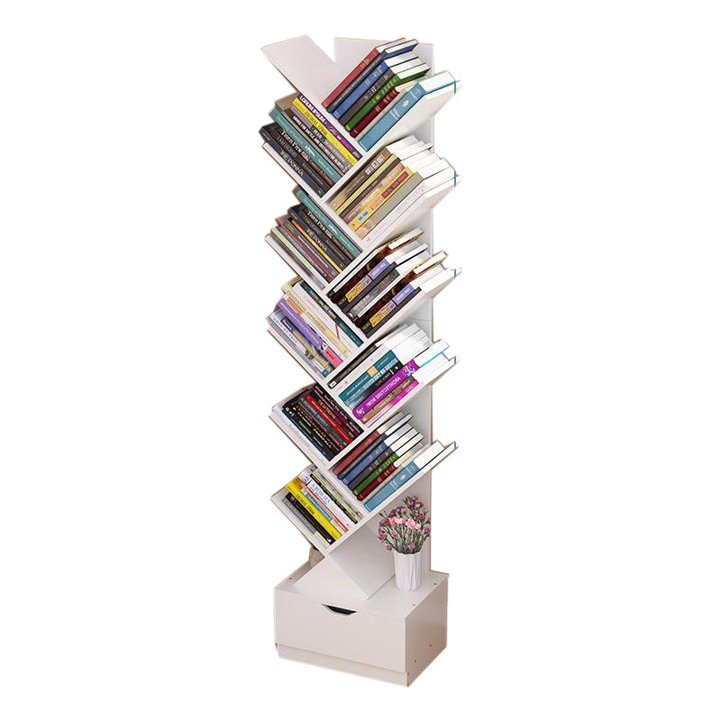 Modern Engineer Wood Bookshelf 7.87" Wide Office Shelf Bookcase 13.5"L x 7.9"W x 55.1"H Ivory Clearhalo 'Bookcases' 'furn' 'furn_bookcases' 'Furniture' 'Office Furniture' 5511670