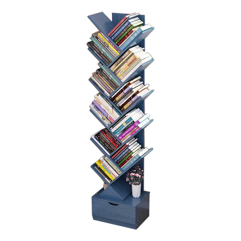 Modern Engineer Wood Bookshelf 7.87" Wide Office Shelf Bookcase 13.5"L x 7.9"W x 55.1"H Blue Clearhalo 'Bookcases' 'furn' 'furn_bookcases' 'Furniture' 'Office Furniture' 5511671