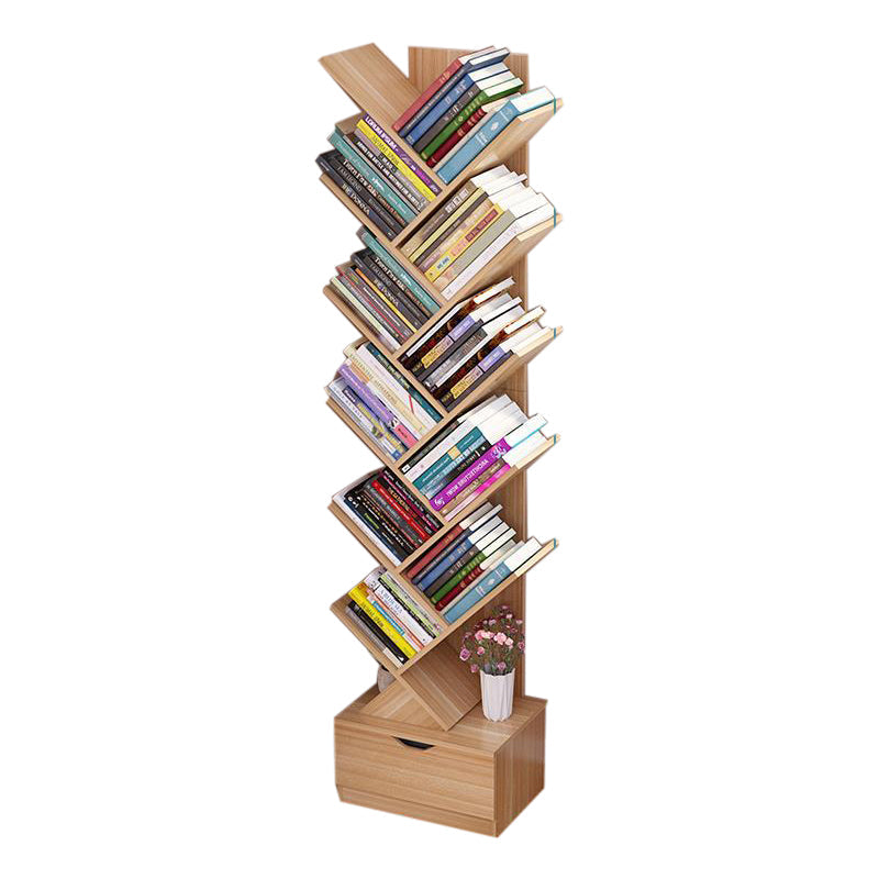 Modern Engineer Wood Bookshelf 7.87" Wide Office Shelf Bookcase 13.5"L x 7.9"W x 55.1"H Natural Clearhalo 'Bookcases' 'furn' 'furn_bookcases' 'Furniture' 'Office Furniture' 5511672