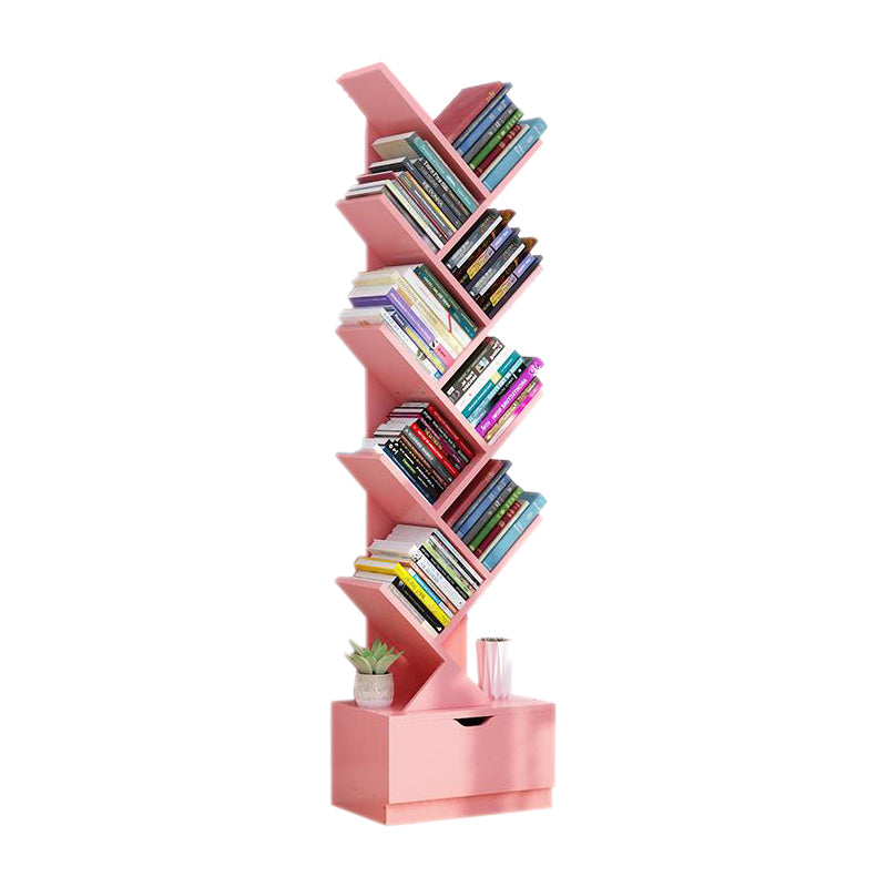 Modern Engineer Wood Bookshelf 7.87" Wide Office Shelf Bookcase 13.5"L x 7.9"W x 58"H Pink Clearhalo 'Bookcases' 'furn' 'furn_bookcases' 'Furniture' 'Office Furniture' 5511675