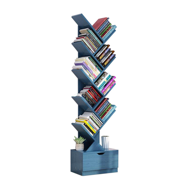 Modern Engineer Wood Bookshelf 7.87" Wide Office Shelf Bookcase 13.5"L x 7.9"W x 58"H Blue Clearhalo 'Bookcases' 'furn' 'furn_bookcases' 'Furniture' 'Office Furniture' 5511676