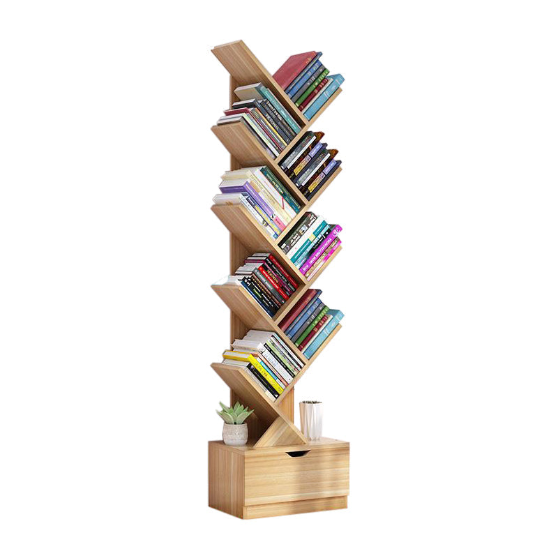 Modern Engineer Wood Bookshelf 7.87" Wide Office Shelf Bookcase 13.5"L x 7.9"W x 58"H Natural Clearhalo 'Bookcases' 'furn' 'furn_bookcases' 'Furniture' 'Office Furniture' 5511677