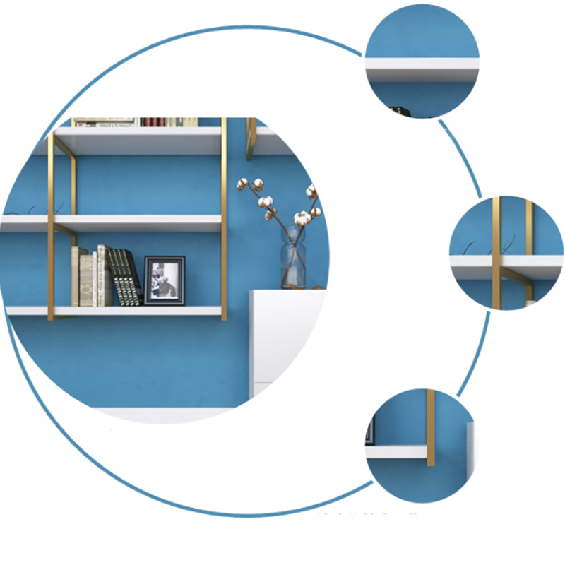 Libreria di libreria industriale a muro di scaffale in legno rettangolo