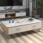 Contemporary Wooden Coffee Table with 4 Legs and 2 Storage Drawers Natural Wood White Clearhalo 'Coffee & Accent Tables' 'Coffee Tables' 'coffee_tables' 'furn' 'furn_coffee_tables' 'Furniture' 'Living Room Furniture' 5512895