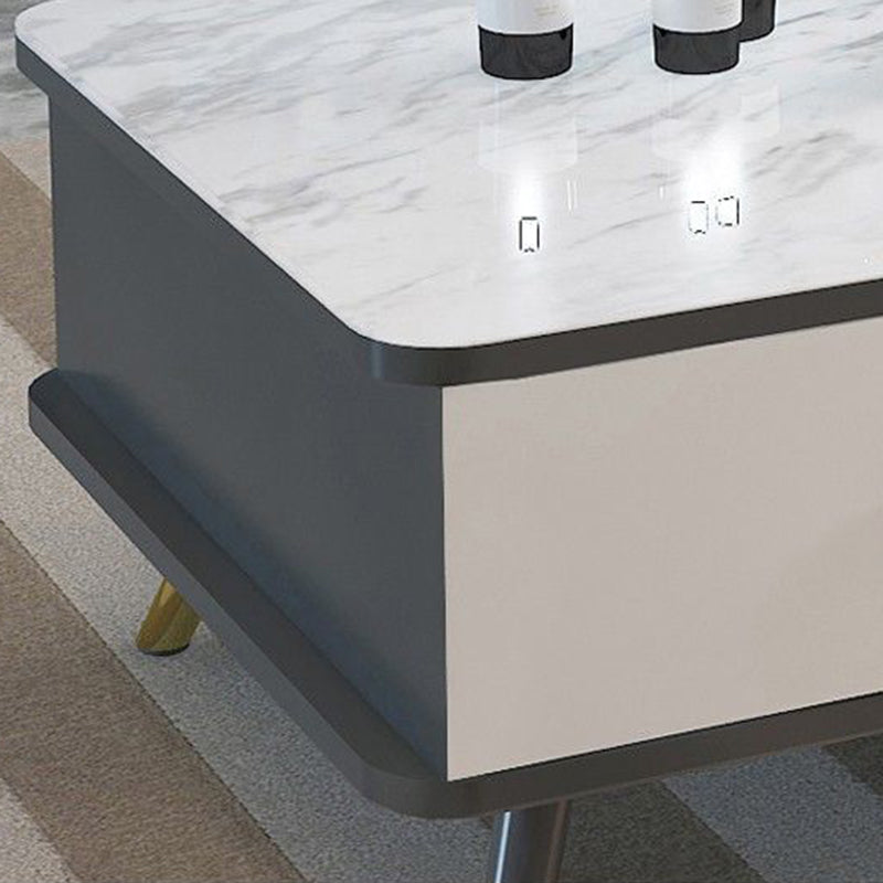 Contemporary Wooden Coffee Table with 4 Legs and 2 Storage Drawers Clearhalo 'Coffee & Accent Tables' 'Coffee Tables' 'coffee_tables' 'furn' 'furn_coffee_tables' 'Furniture' 'Living Room Furniture' 5512900