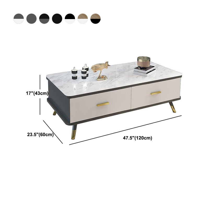 Contemporary Wooden Coffee Table with 4 Legs and 2 Storage Drawers Clearhalo 'Coffee & Accent Tables' 'Coffee Tables' 'coffee_tables' 'furn' 'furn_coffee_tables' 'Furniture' 'Living Room Furniture' 5512906