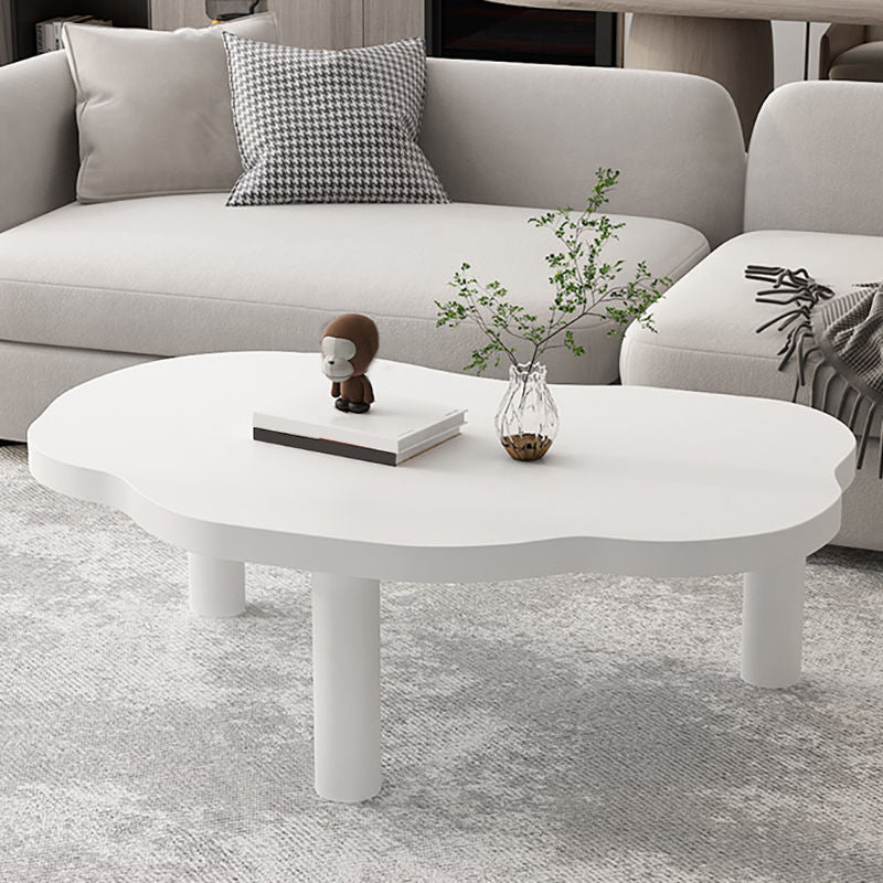 Nordic Style Free Shape Solid Wood 3 Legs Base Design Coffee Table 47"L x 31.5"W x 16"H White Clearhalo 'Coffee & Accent Tables' 'Coffee Tables' 'coffee_tables' 'furn' 'furn_coffee_tables' 'Furniture' 'Living Room Furniture' 5512908