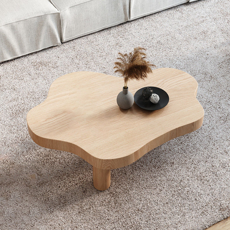 Nordic Style Free Shape Solid Wood 3 Legs Base Design Coffee Table 35.5"L x 24"W x 16"H Wood Clearhalo 'Coffee & Accent Tables' 'Coffee Tables' 'coffee_tables' 'furn' 'furn_coffee_tables' 'Furniture' 'Living Room Furniture' 5512910