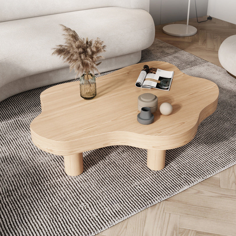 Nordic Style Free Shape Solid Wood 3 Legs Base Design Coffee Table 43"L x 31.5"W x 16"H Wood Clearhalo 'Coffee & Accent Tables' 'Coffee Tables' 'coffee_tables' 'furn' 'furn_coffee_tables' 'Furniture' 'Living Room Furniture' 5512918