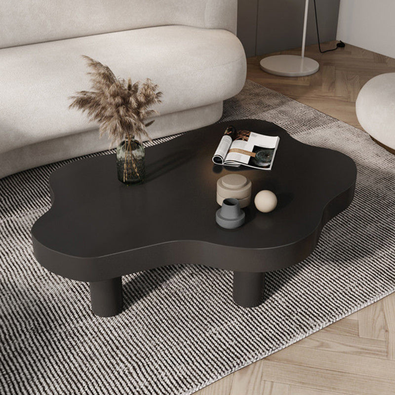Nordic Style Free Shape Solid Wood 3 Legs Base Design Coffee Table Black Clearhalo 'Coffee & Accent Tables' 'Coffee Tables' 'coffee_tables' 'furn' 'furn_coffee_tables' 'Furniture' 'Living Room Furniture' 5512921