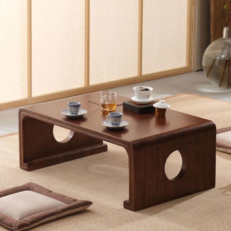 Rectangular Abstract Base Design Nordic Style Coffee Table Made of Solid Wood Walnut Clearhalo 'Coffee & Accent Tables' 'Coffee Tables' 'coffee_tables' 'furn' 'furn_coffee_tables' 'Furniture' 'Living Room Furniture' 5512949