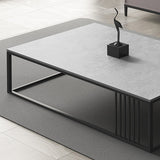 Enkele salontafel leisteen rechthoekige koffiecocktailtafel licht grijs