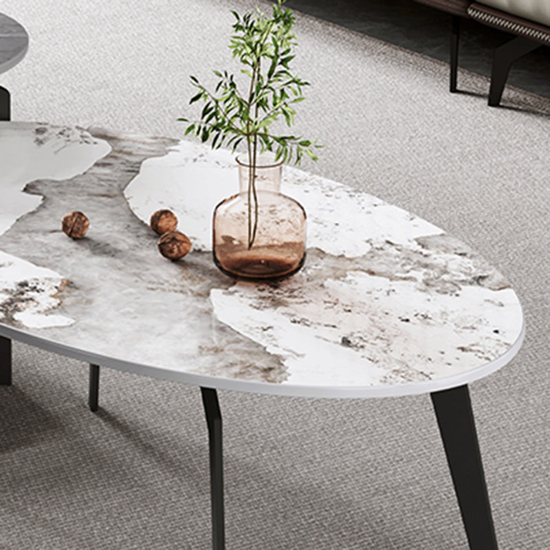 2 Nesting Slate Coffee Table Set Oval Coffee Table with Storage Clearhalo 'Coffee & Accent Tables' 'Coffee Tables' 'coffee_tables' 'furn' 'furn_coffee_tables' 'Furniture' 'Living Room Furniture' 5512987