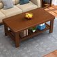 Rectangular Solid Wood Base with 4 Legs Nordic Style Coffee Table with Storage Rack