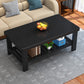 Rectangular Solid Wood Base with 4 Legs Nordic Style Coffee Table with Storage Rack