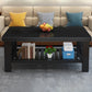 Rectangular Solid Wood Base with 4 Legs Nordic Style Coffee Table with Storage Rack