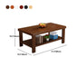 Rectangular Solid Wood Base with 4 Legs Nordic Style Coffee Table with Storage Rack