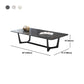 Glam Style Rectangular Slte Black Metal Trestle Type Base Coffee Table