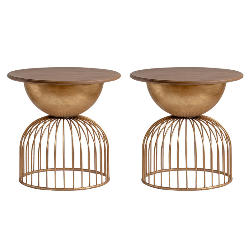 Antique Brass/Black End Table French Country Round Wood Side Table 22"L x 22"W x 21"H Brown 2 Clearhalo 'Coffee & Accent Tables' 'End & Side Tables' 'end_side_tables' 'furn' 'furn_end_side_tables' 'Furniture' 'Living Room Furniture' 5513273