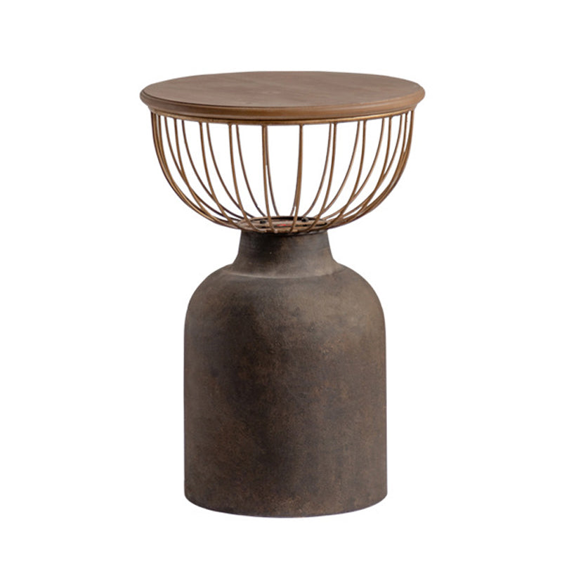 Antique Brass/Black End Table French Country Round Wood Side Table Clearhalo 'Coffee & Accent Tables' 'End & Side Tables' 'end_side_tables' 'furn' 'furn_end_side_tables' 'Furniture' 'Living Room Furniture' 5513276