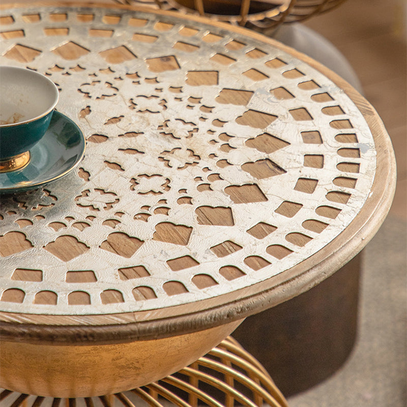 Antique Brass/Black End Table French Country Round Wood Side Table Clearhalo 'Coffee & Accent Tables' 'End & Side Tables' 'end_side_tables' 'furn' 'furn_end_side_tables' 'Furniture' 'Living Room Furniture' 5513279