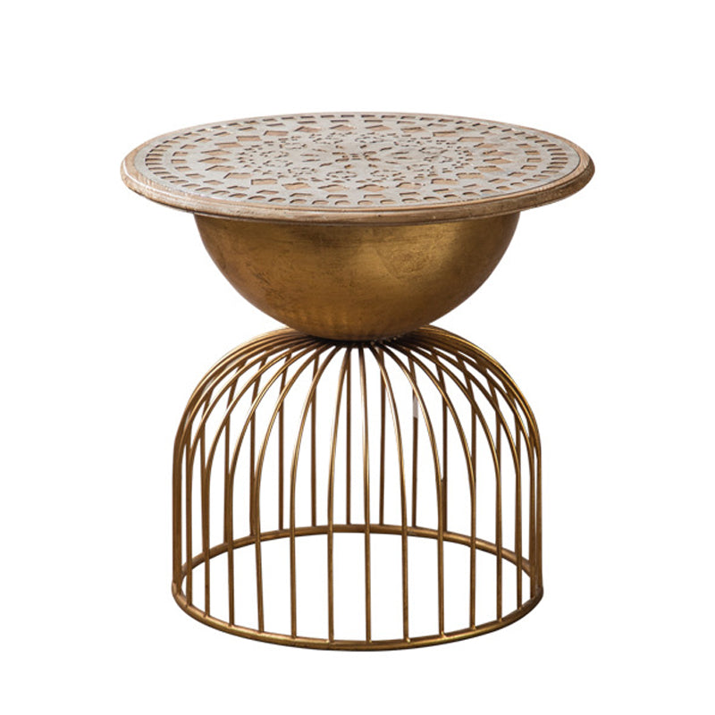 Antique Brass/Black End Table French Country Round Wood Side Table Clearhalo 'Coffee & Accent Tables' 'End & Side Tables' 'end_side_tables' 'furn' 'furn_end_side_tables' 'Furniture' 'Living Room Furniture' 5513285