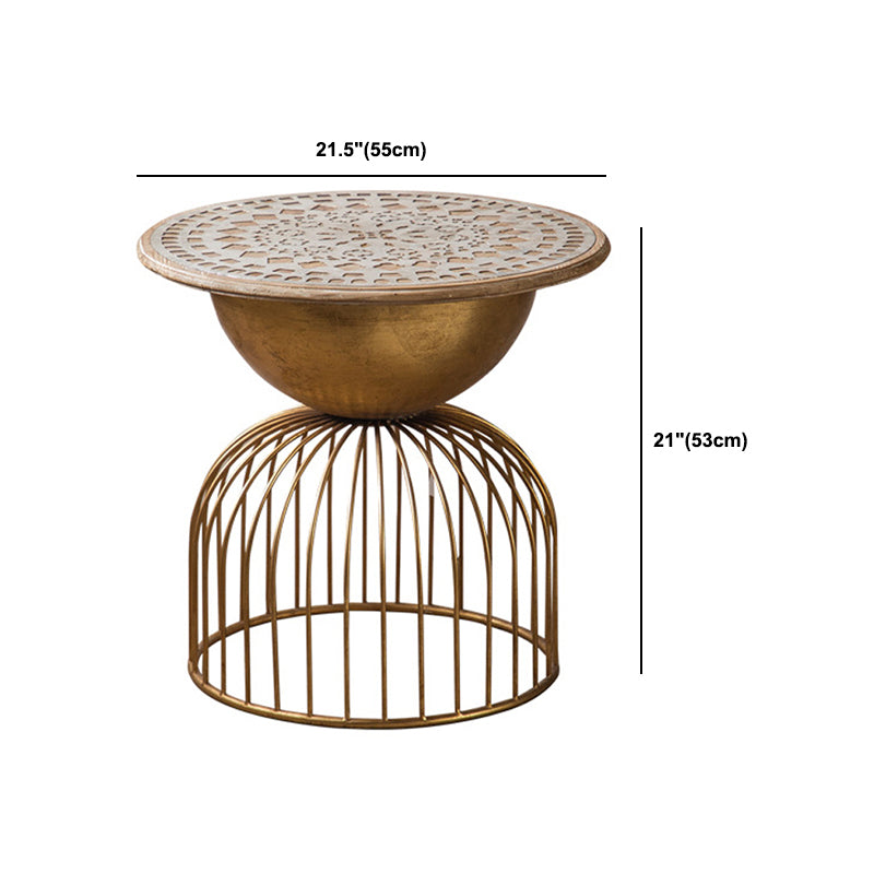 Antique Brass/Black End Table French Country Round Wood Side Table Clearhalo 'Coffee & Accent Tables' 'End & Side Tables' 'end_side_tables' 'furn' 'furn_end_side_tables' 'Furniture' 'Living Room Furniture' 5513289