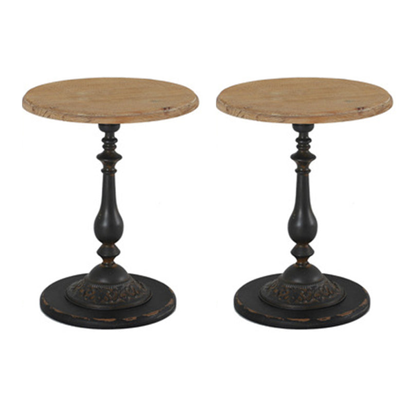French Country Round Wooden Top Side Table Antique Brown Pedestal End Snake Table 20"L x 20"W x 25"H Black 2 Clearhalo 'Coffee & Accent Tables' 'End & Side Tables' 'end_side_tables' 'furn' 'furn_end_side_tables' 'Furniture' 'Living Room Furniture' 5513321