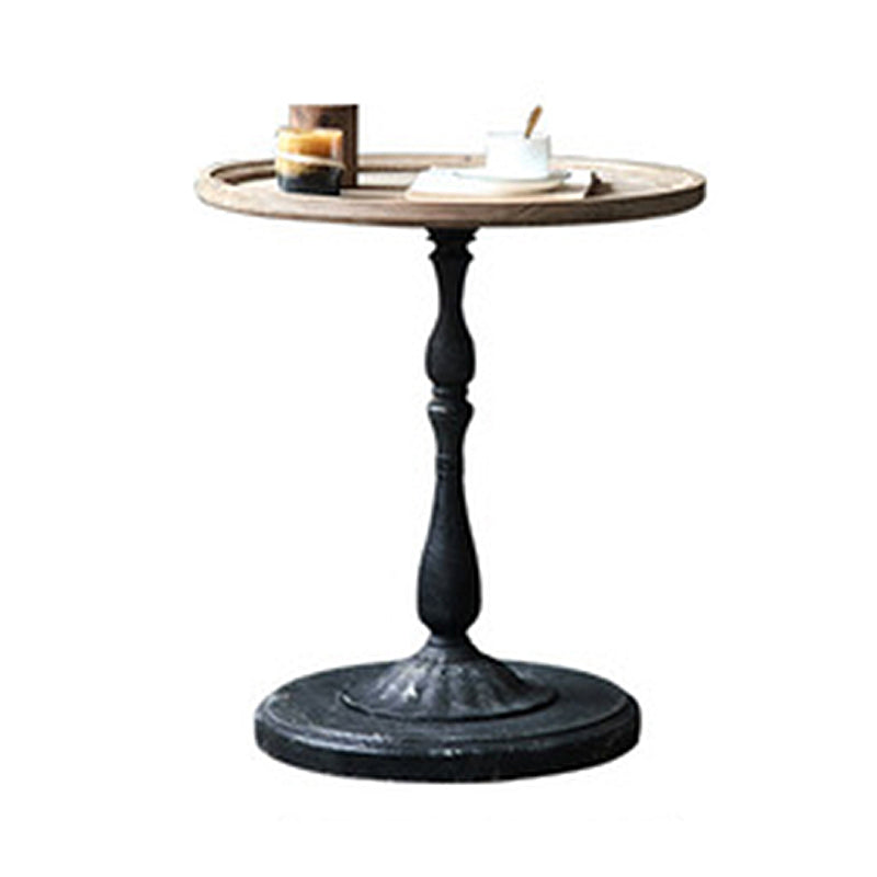 French Country Round Wooden Top Side Table Antique Brown Pedestal End Snake Table 23"L x 23"W x 26"H Black 1 Clearhalo 'Coffee & Accent Tables' 'End & Side Tables' 'end_side_tables' 'furn' 'furn_end_side_tables' 'Furniture' 'Living Room Furniture' 5513323