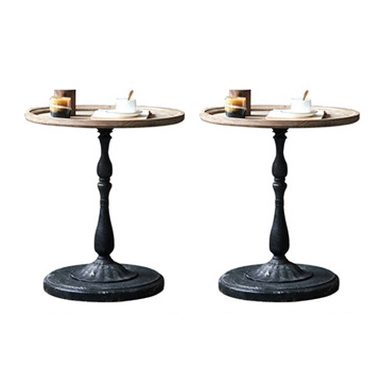 French Country Round Wooden Top Side Table Antique Brown Pedestal End Snake Table 23"L x 23"W x 26"H Black 2 Clearhalo 'Coffee & Accent Tables' 'End & Side Tables' 'end_side_tables' 'furn' 'furn_end_side_tables' 'Furniture' 'Living Room Furniture' 5513324