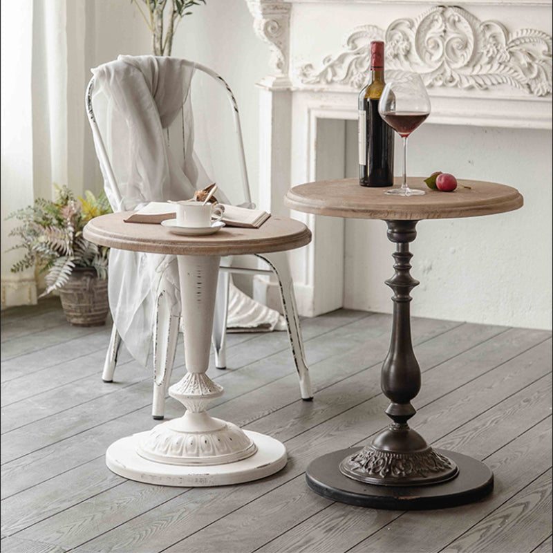 French Country Round Wooden Top Side Table Antique Brown Pedestal End Snake Table Clearhalo 'Coffee & Accent Tables' 'End & Side Tables' 'end_side_tables' 'furn' 'furn_end_side_tables' 'Furniture' 'Living Room Furniture' 5513326