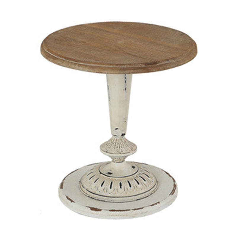 French Country Round Wooden Top Side Table Antique Brown Pedestal End Snake Table 20"L x 20"W x 22"H White 1 Clearhalo 'Coffee & Accent Tables' 'End & Side Tables' 'end_side_tables' 'furn' 'furn_end_side_tables' 'Furniture' 'Living Room Furniture' 5513328