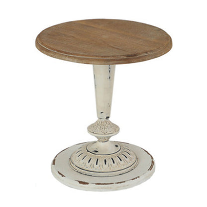 French Country Round Wooden Top Side Table Antique Brown Pedestal End Snake Table 20"L x 20"W x 22"H White 1 Clearhalo 'Coffee & Accent Tables' 'End & Side Tables' 'end_side_tables' 'furn' 'furn_end_side_tables' 'Furniture' 'Living Room Furniture' 5513328