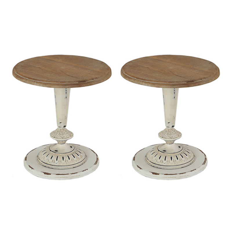 French Country Round Wooden Top Side Table Antique Brown Pedestal End Snake Table 20"L x 20"W x 22"H White 2 Clearhalo 'Coffee & Accent Tables' 'End & Side Tables' 'end_side_tables' 'furn' 'furn_end_side_tables' 'Furniture' 'Living Room Furniture' 5513331