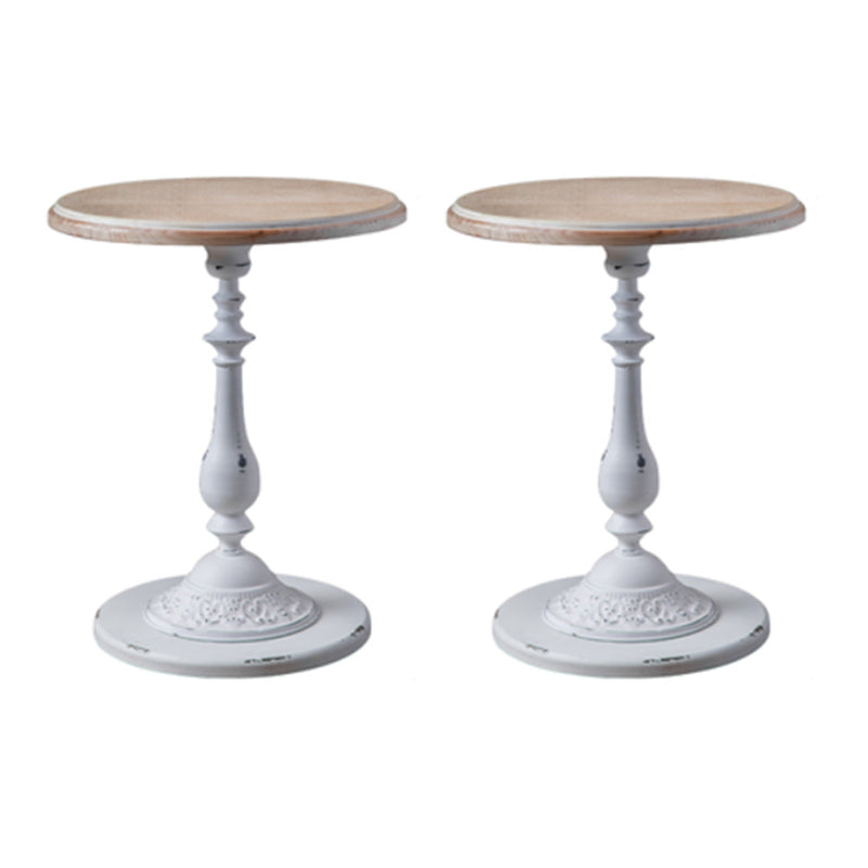 French Country Round Wooden Top Side Table Antique Brown Pedestal End Snake Table 20"L x 20"W x 25"H White 2 Clearhalo 'Coffee & Accent Tables' 'End & Side Tables' 'end_side_tables' 'furn' 'furn_end_side_tables' 'Furniture' 'Living Room Furniture' 5513334