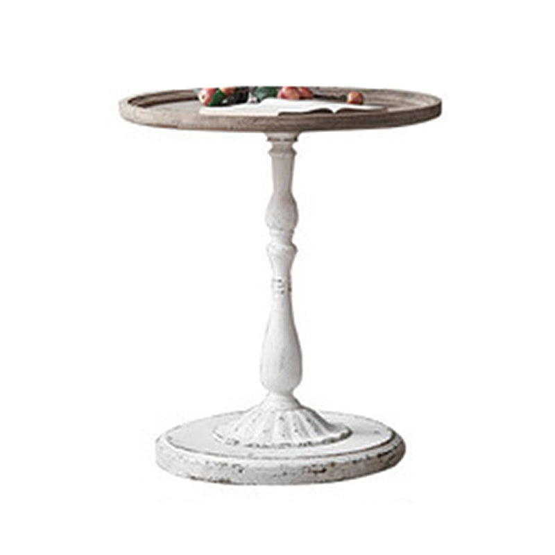 French Country Round Wooden Top Side Table Antique Brown Pedestal End Snake Table 23"L x 23"W x 26"H White 1 Clearhalo 'Coffee & Accent Tables' 'End & Side Tables' 'end_side_tables' 'furn' 'furn_end_side_tables' 'Furniture' 'Living Room Furniture' 5513337
