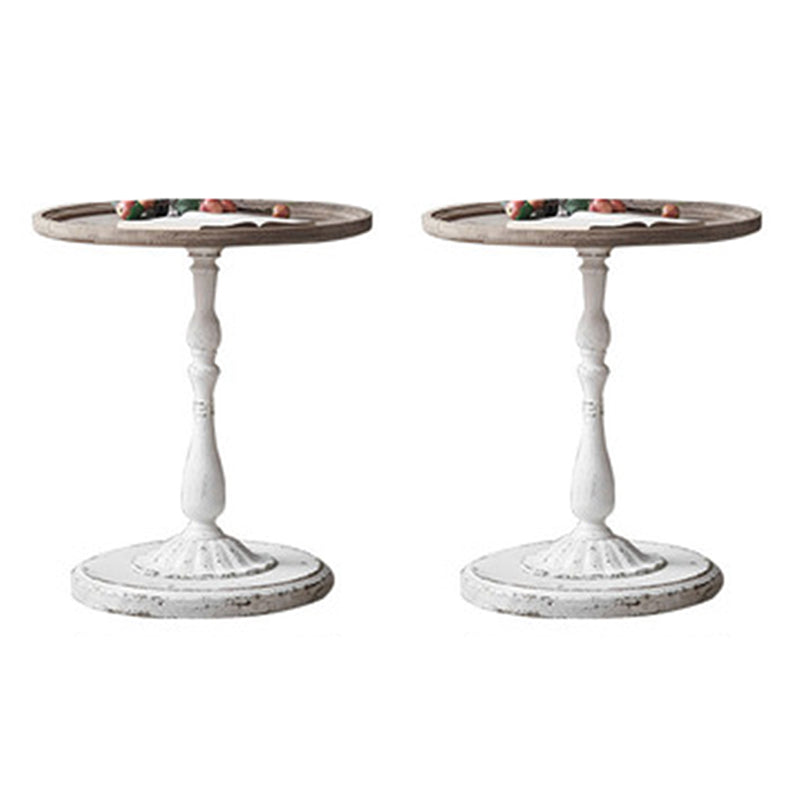 French Country Round Wooden Top Side Table Antique Brown Pedestal End Snake Table 23"L x 23"W x 26"H White 2 Clearhalo 'Coffee & Accent Tables' 'End & Side Tables' 'end_side_tables' 'furn' 'furn_end_side_tables' 'Furniture' 'Living Room Furniture' 5513339