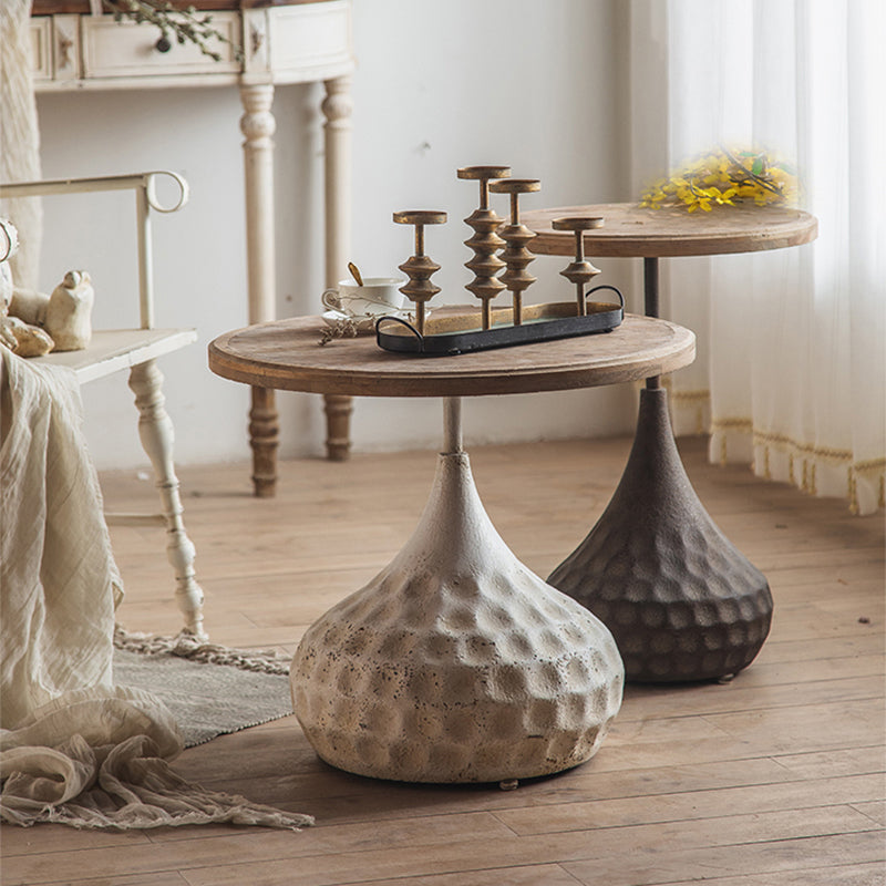 French Country Round Wooden Top Side Table Antique Brown Pedestal End Snake Table Clearhalo 'Coffee & Accent Tables' 'End & Side Tables' 'end_side_tables' 'furn' 'furn_end_side_tables' 'Furniture' 'Living Room Furniture' 5513341