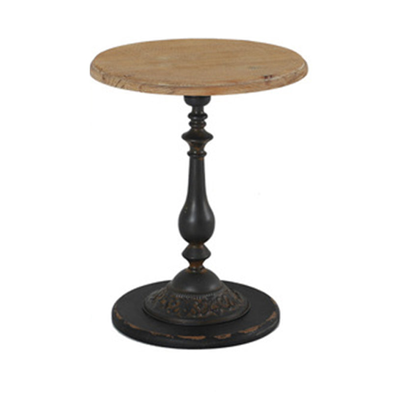 French Country Round Wooden Top Side Table Antique Brown Pedestal End Snake Table Clearhalo 'Coffee & Accent Tables' 'End & Side Tables' 'end_side_tables' 'furn' 'furn_end_side_tables' 'Furniture' 'Living Room Furniture' 5513344