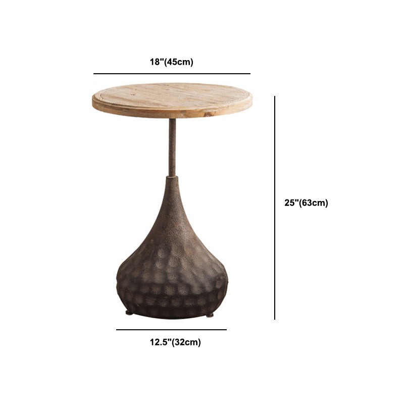 French Country Round Wooden Top Side Table Antique Brown Pedestal End Snake Table Clearhalo 'Coffee & Accent Tables' 'End & Side Tables' 'end_side_tables' 'furn' 'furn_end_side_tables' 'Furniture' 'Living Room Furniture' 5513348