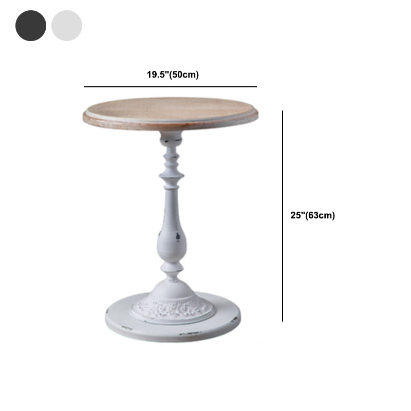 French Country Round Wooden Top Side Table Antique Brown Pedestal End Snake Table Clearhalo 'Coffee & Accent Tables' 'End & Side Tables' 'end_side_tables' 'furn' 'furn_end_side_tables' 'Furniture' 'Living Room Furniture' 5513350