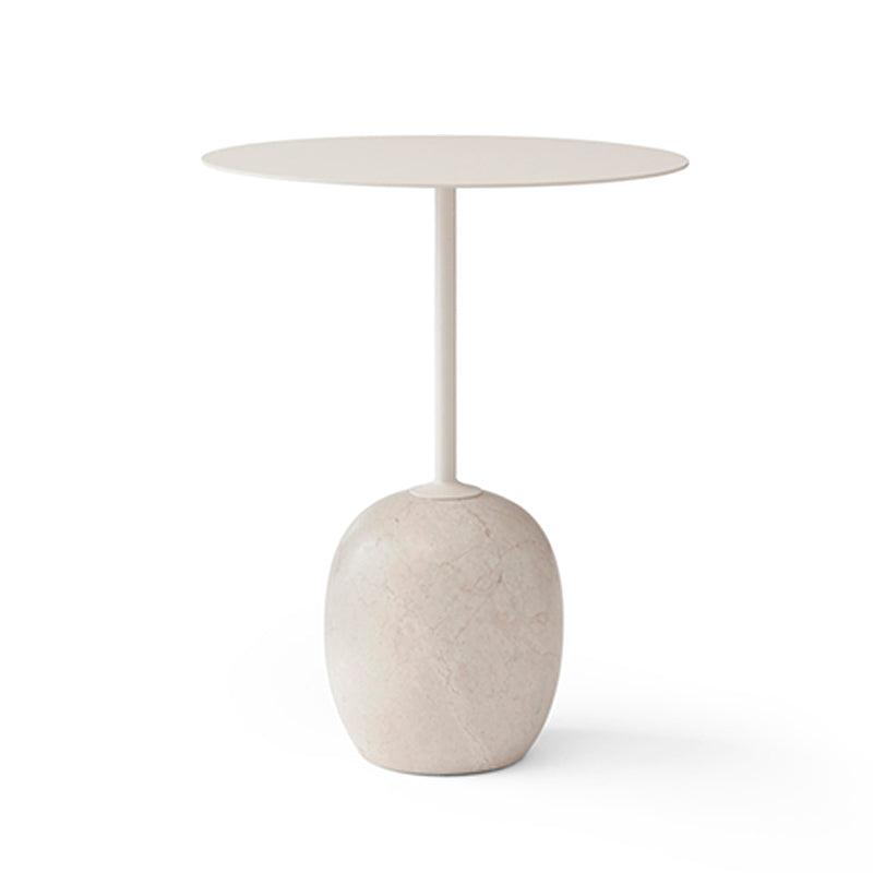 Mid-Century Metal Round Top Side Table Marble Pedestal End Table