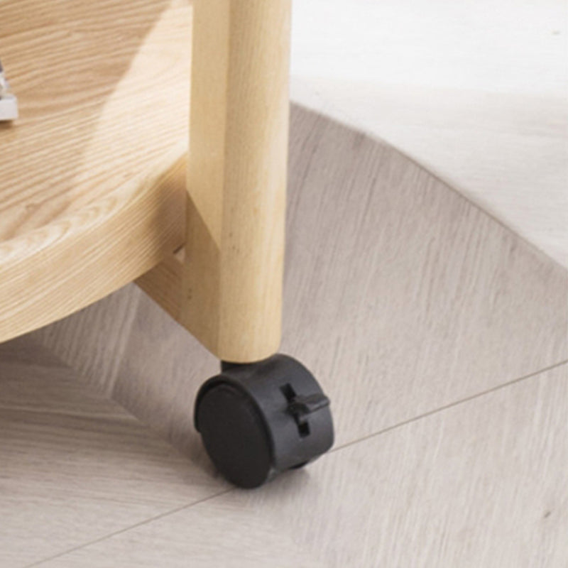 Tavolo da parte superiore del vassoio rotondo scandinavo Tavolino in legno 3 gambe con scaffale