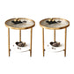 19.69" W x 19.69" D x 22.83" H Side End Table Glass Round Side Table with Shelf