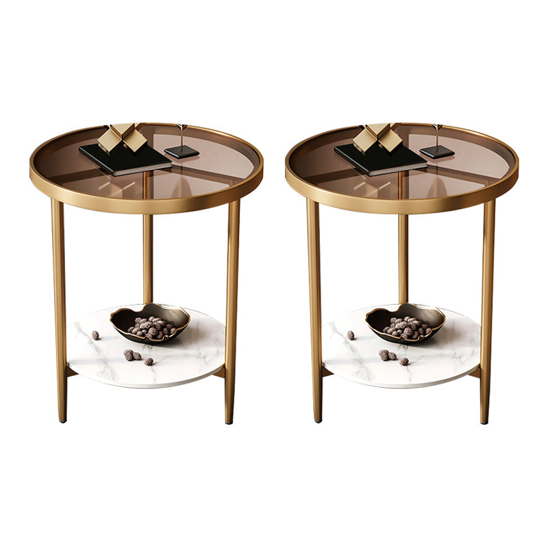 19.69" W x 19.69" D x 22.83" H Side End Table Glass Round Side Table with Shelf