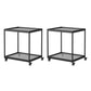 21.6" Tall Modern Rectangular Glass Top Side Table Iron Frame End Table with Shelf
